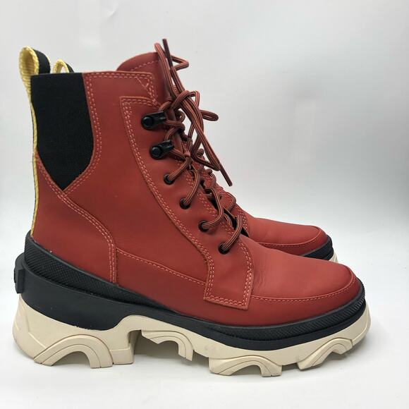 Sorel Brex Lug Sole Lace-Up Boots Wrap Red & Black Size US 7 - Picture 5 of 9